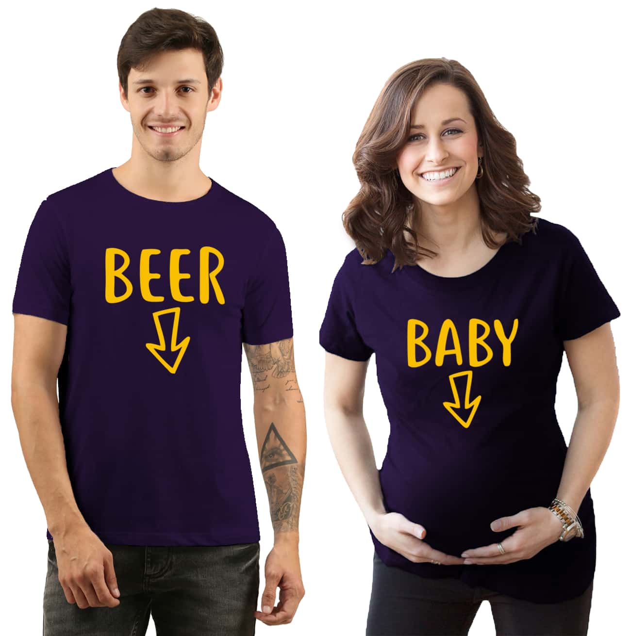navy blue beer baby couple maternity tshirts