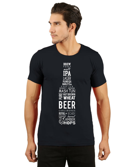 Black beer printed tshirt men cotton