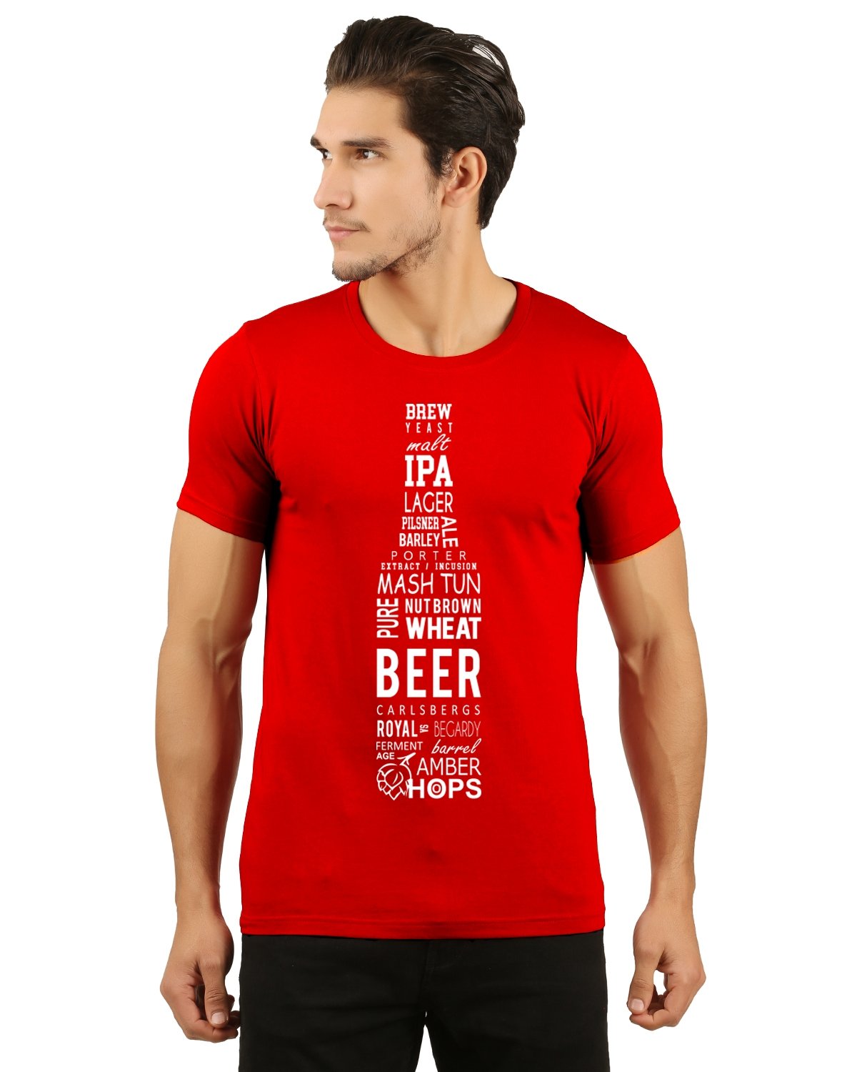 red beer printed tshirt men cotton