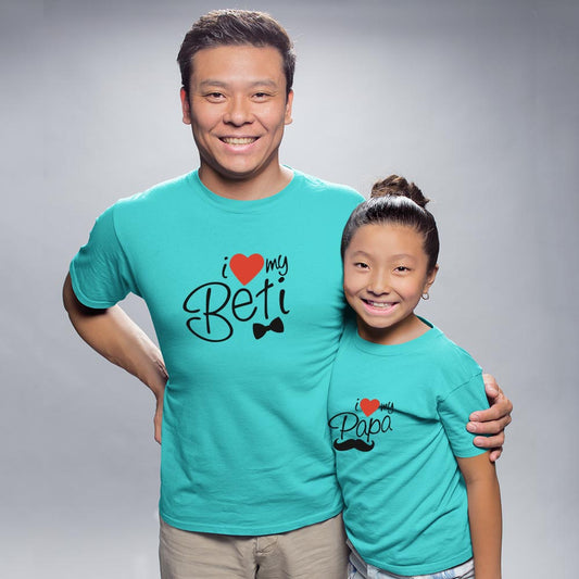 cotton father t shirt daughter father and daughter t shirts t shirt for father and daughter Aqua Blue