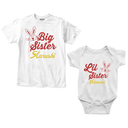 big Sister Lil Sister tshirt with rompers white