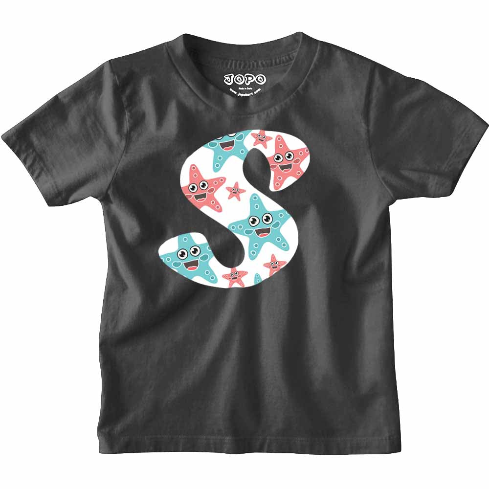 Kid's Alphabet S Star Design Multicolor T-shirt/Romper