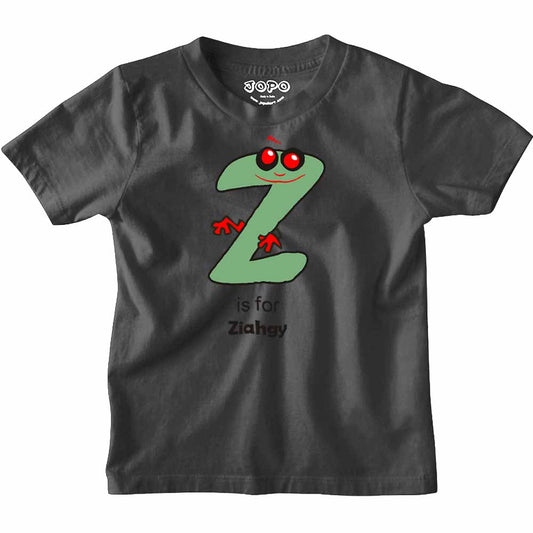 Kid's Alphabet 'Z for Ziahgy' name Multicolor T-shirt/Romper