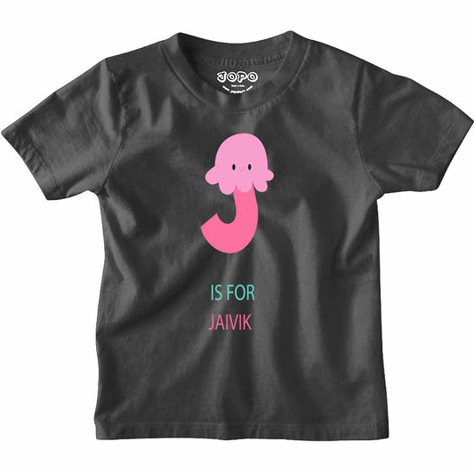 Kid's Alphabet 'J for Jaivik' name Multicolor T-shirt/Romper