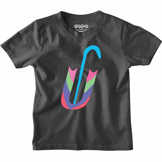 Kid's Alphabet U Umbrella Design Multicolor T-shirt/Romper