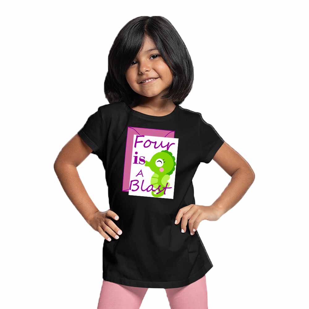 Seahorse designed 4rd Birthday Theme Kids T-shirt