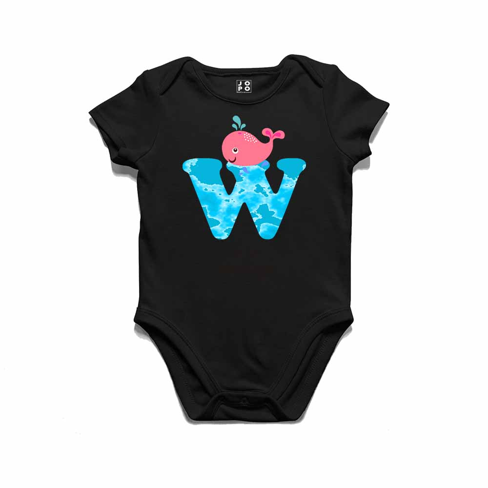 Kid's Alphabet 'W for Waaqif' name Multicolor T-shirt/Romper