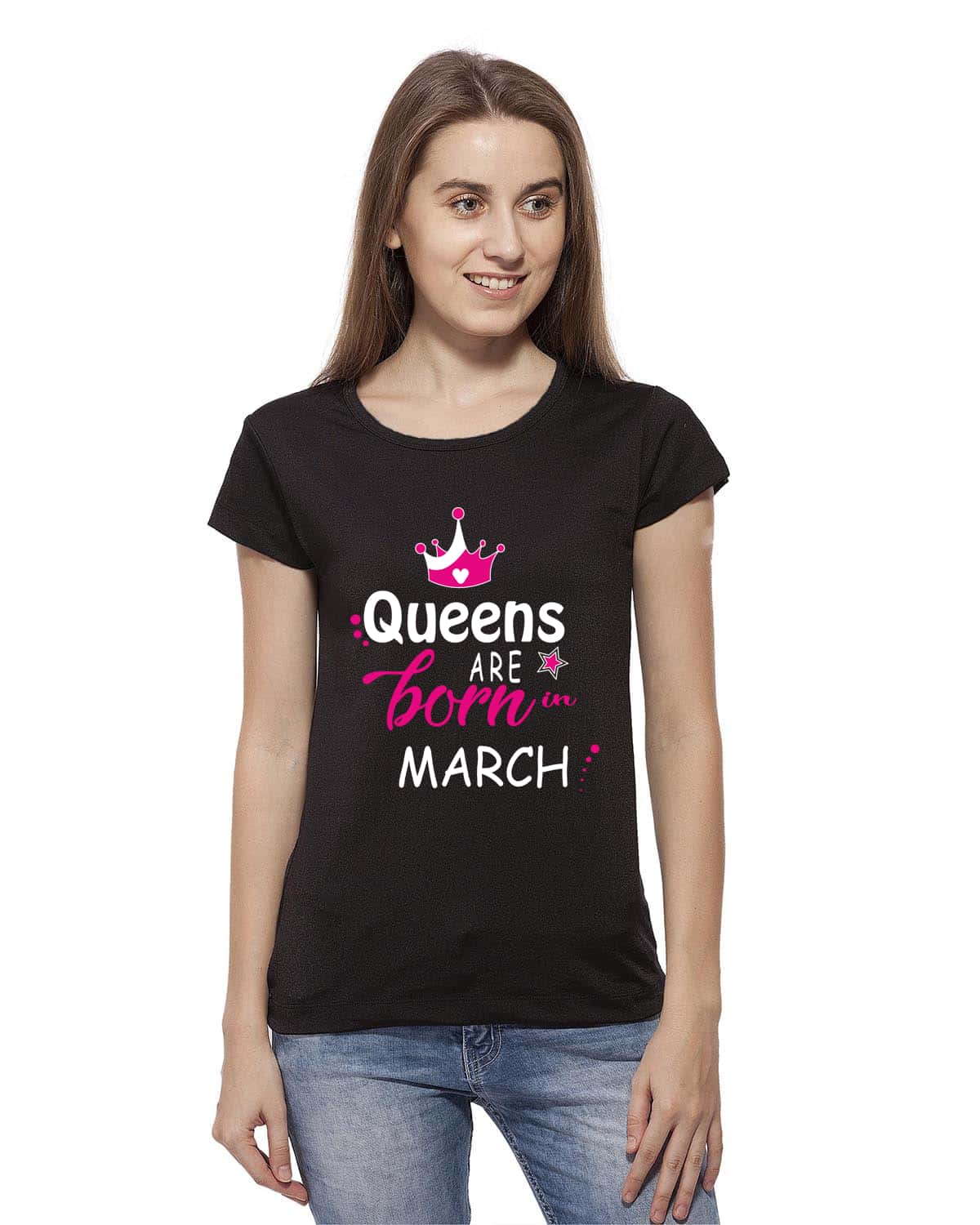 Queens are born in march tshirt women birthday month black
