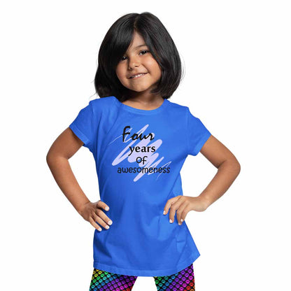 Printed designed 4rd Birthday Theme Kids T-shirt