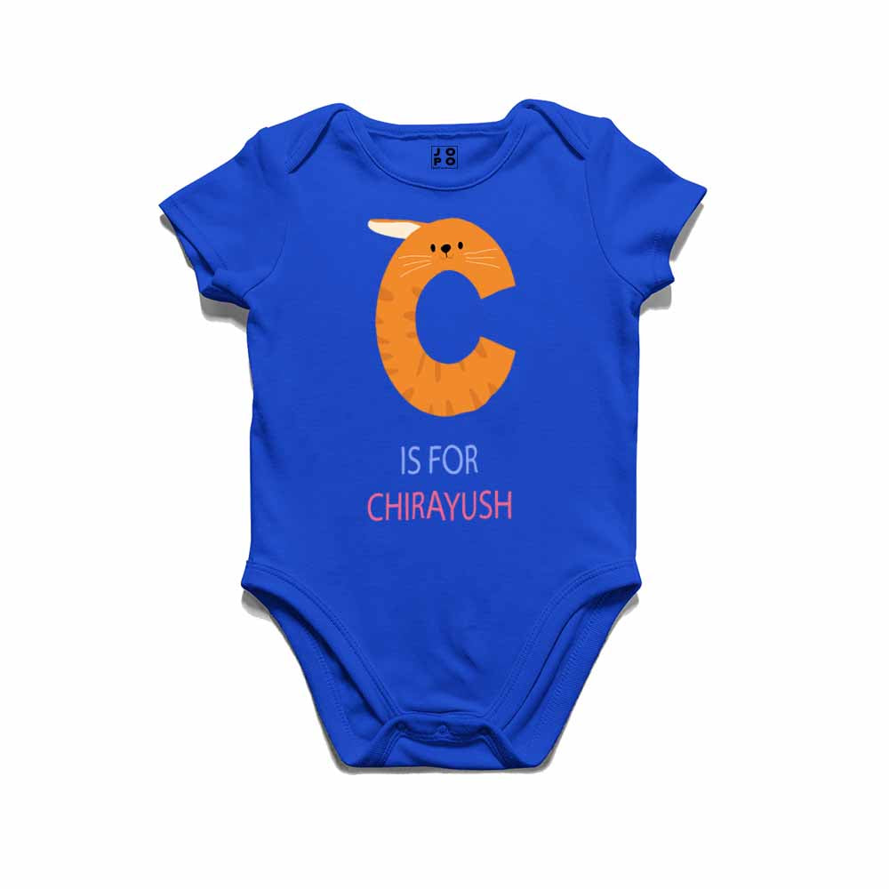 Kid's Alphabet 'C for Chirayush' name Multicolor T-shirt/Romper
