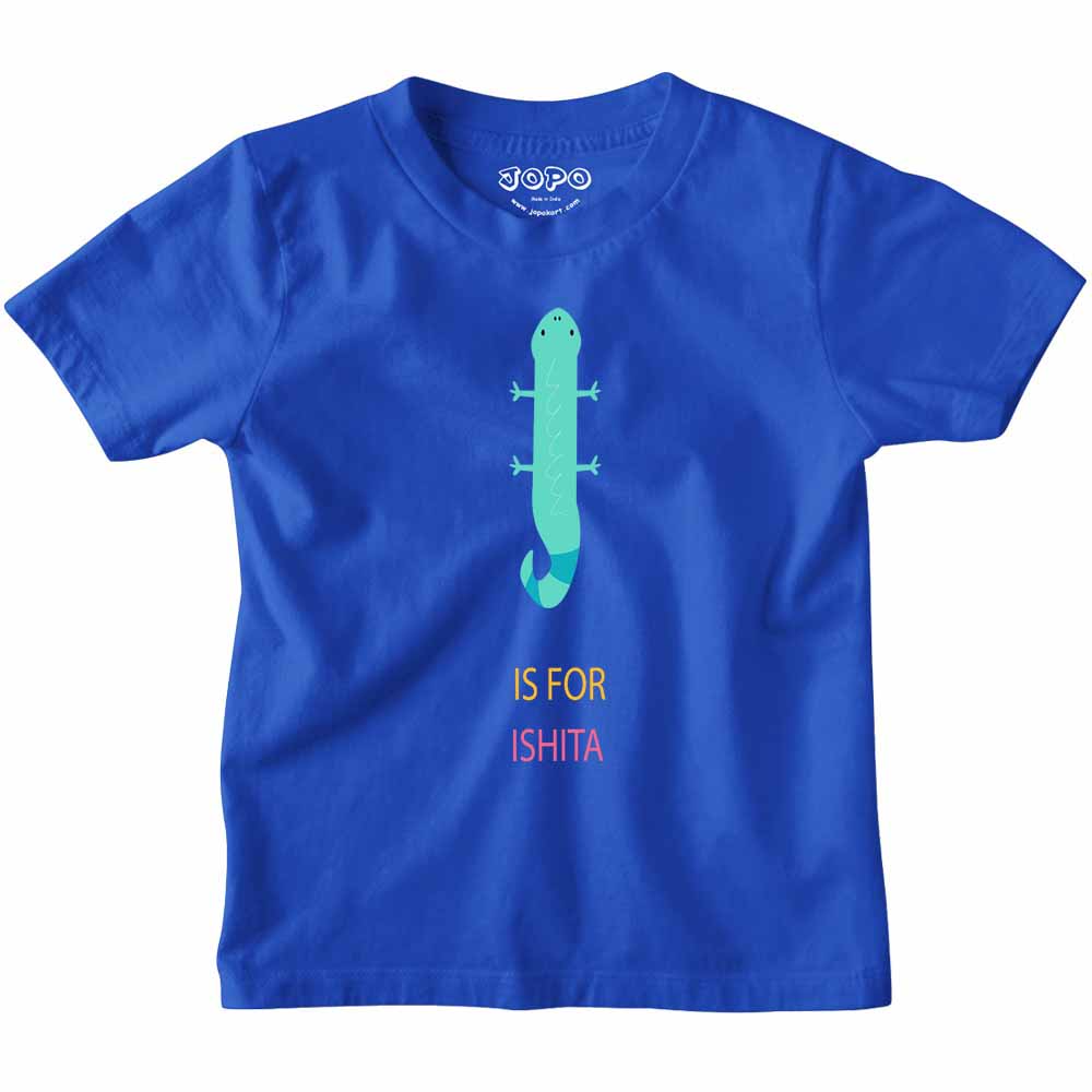 Kid's Alphabet 'I for Ishita' name Multicolor T-shirt/Romper