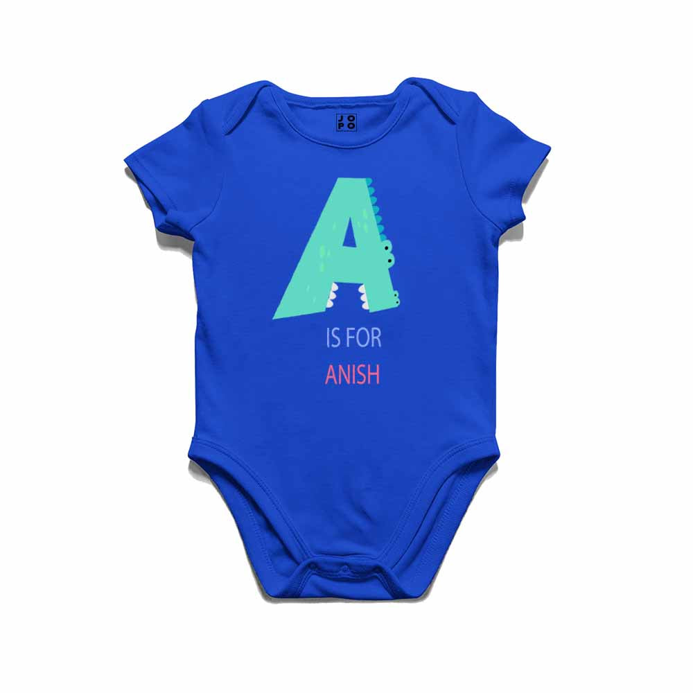 Kid's Alphabet 'A for Anish' name Multicolor T-shirt/Romper