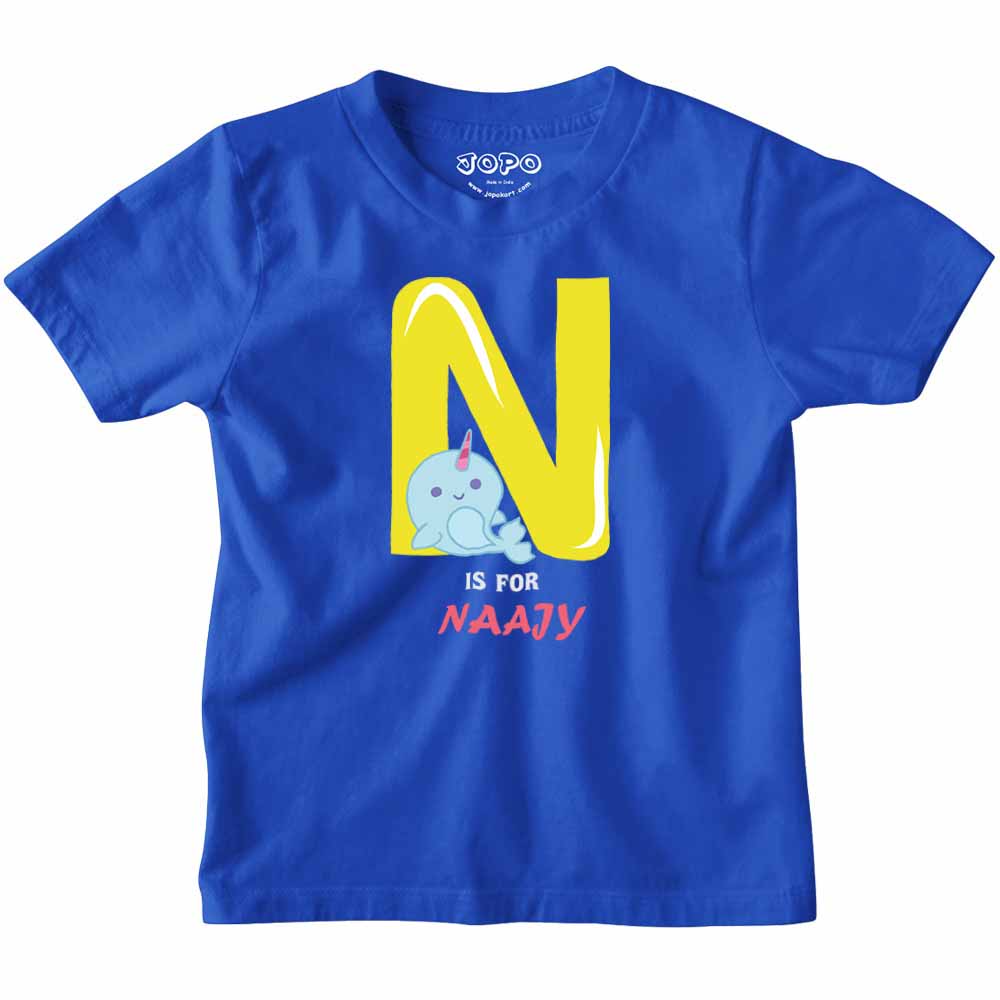 Kid's Alphabet 'N for Naajy' name Multicolor T-shirt/Romper