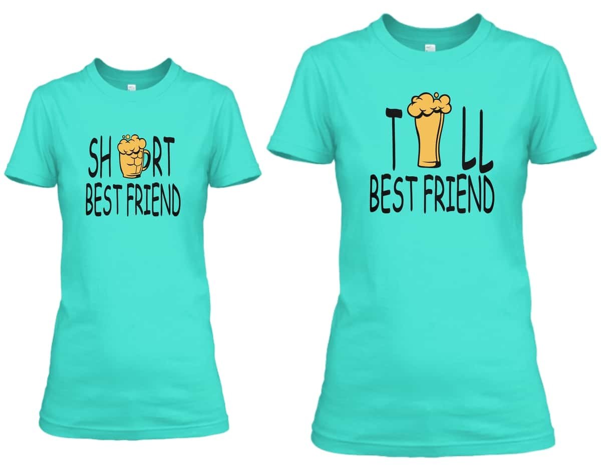 Short Tall best friends girls matching friendship tshirts