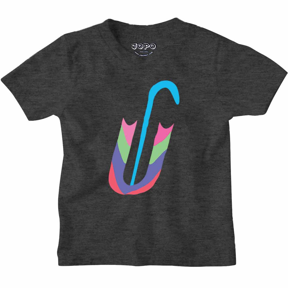 Kid's Alphabet U Umbrella Design Multicolor T-shirt/Romper