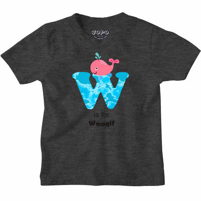 Kid's Alphabet 'W for Waaqif' name Multicolor T-shirt/Romper