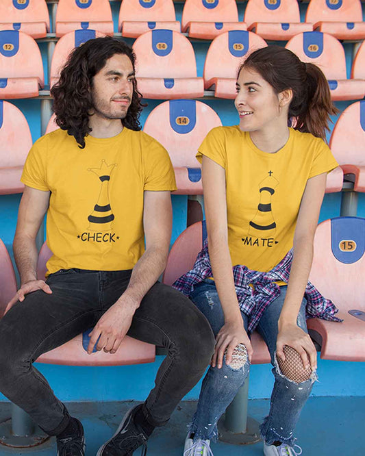 cotton twin t shirt for couple cute couple tshirt couple dresses online mustard