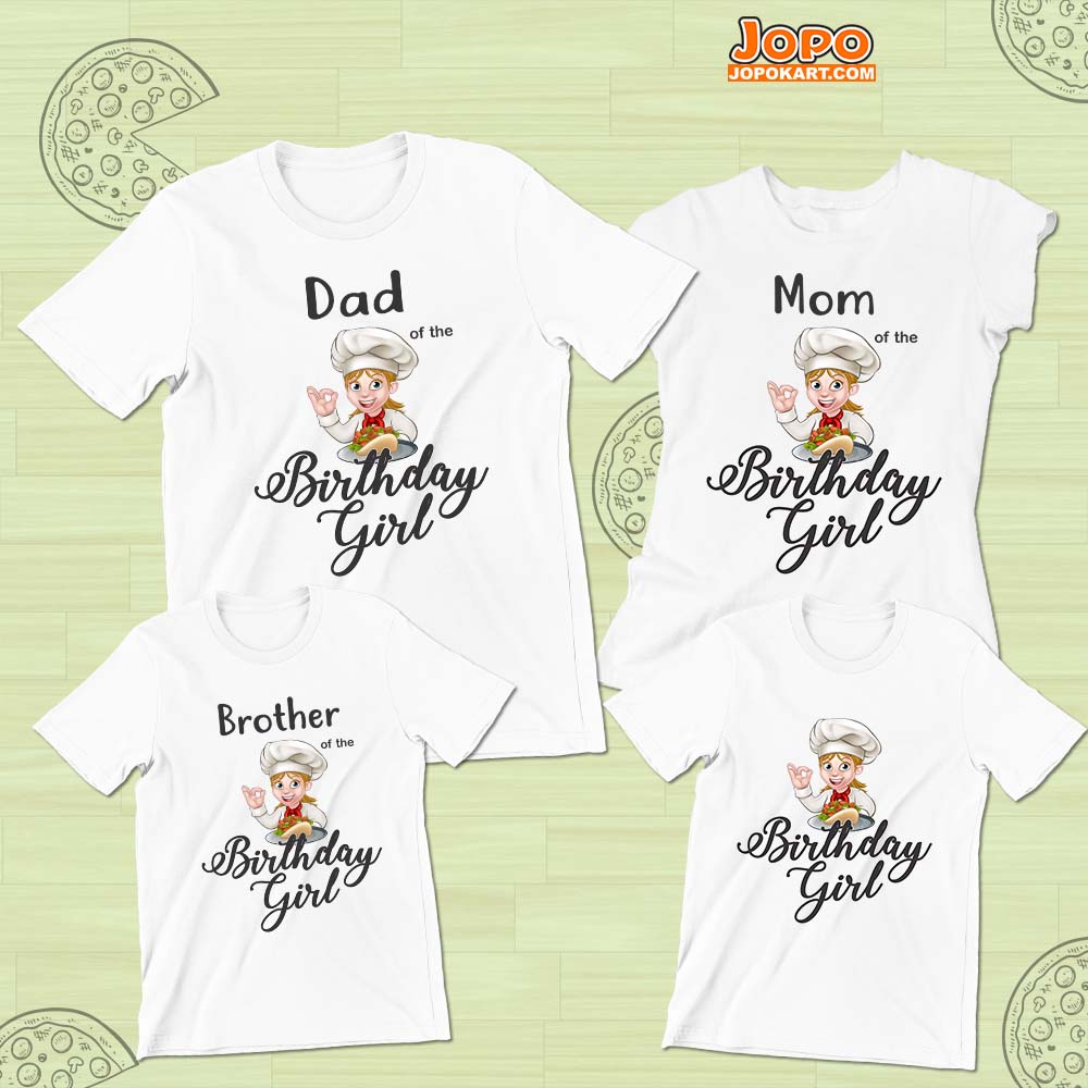 jopo Chef birthday Girl cook tshirt matching family outfits Super heroes celebration White