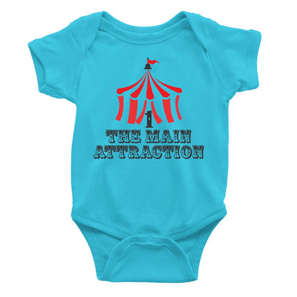 circus theme the main attraction one romper blue