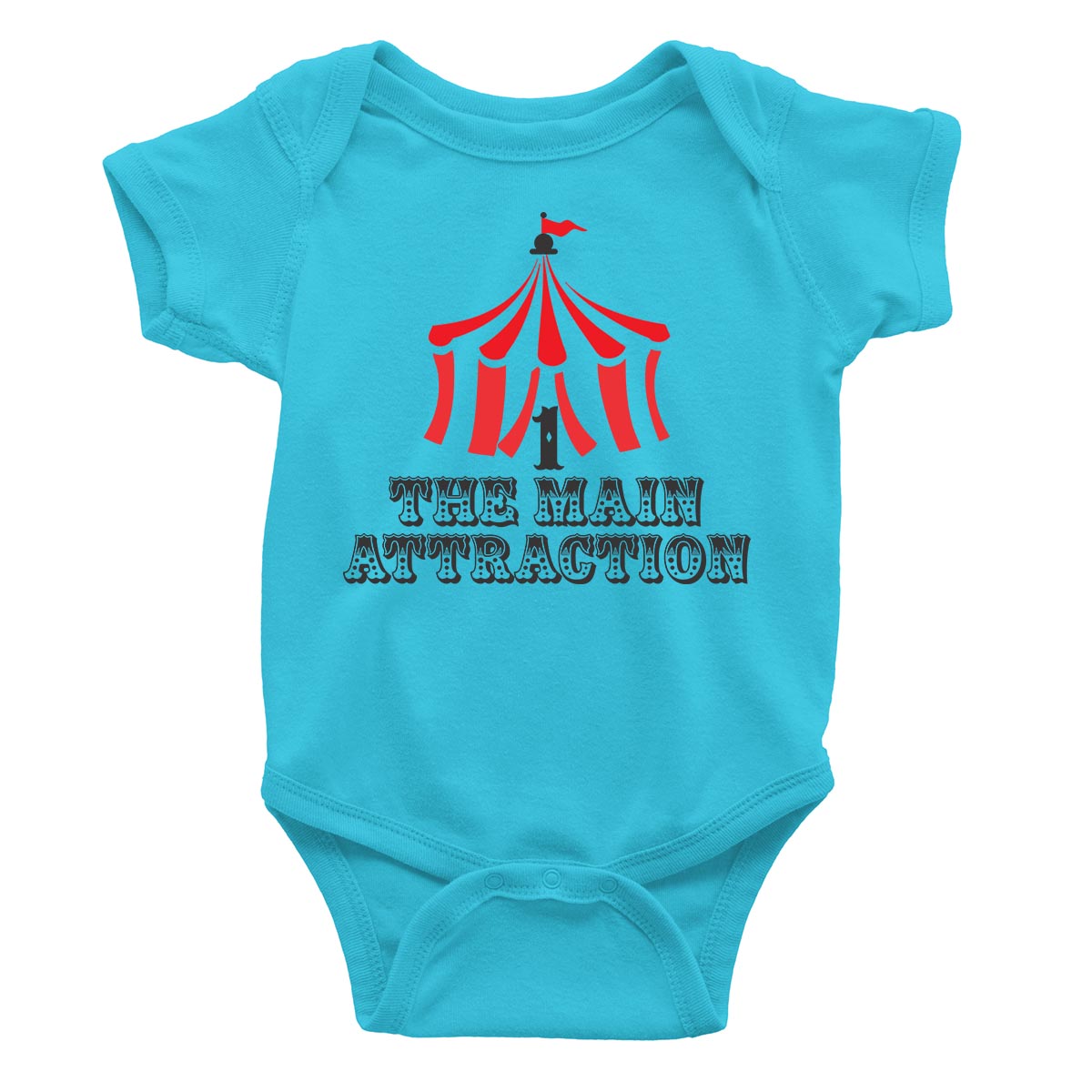 circus theme the main attraction one romper blue