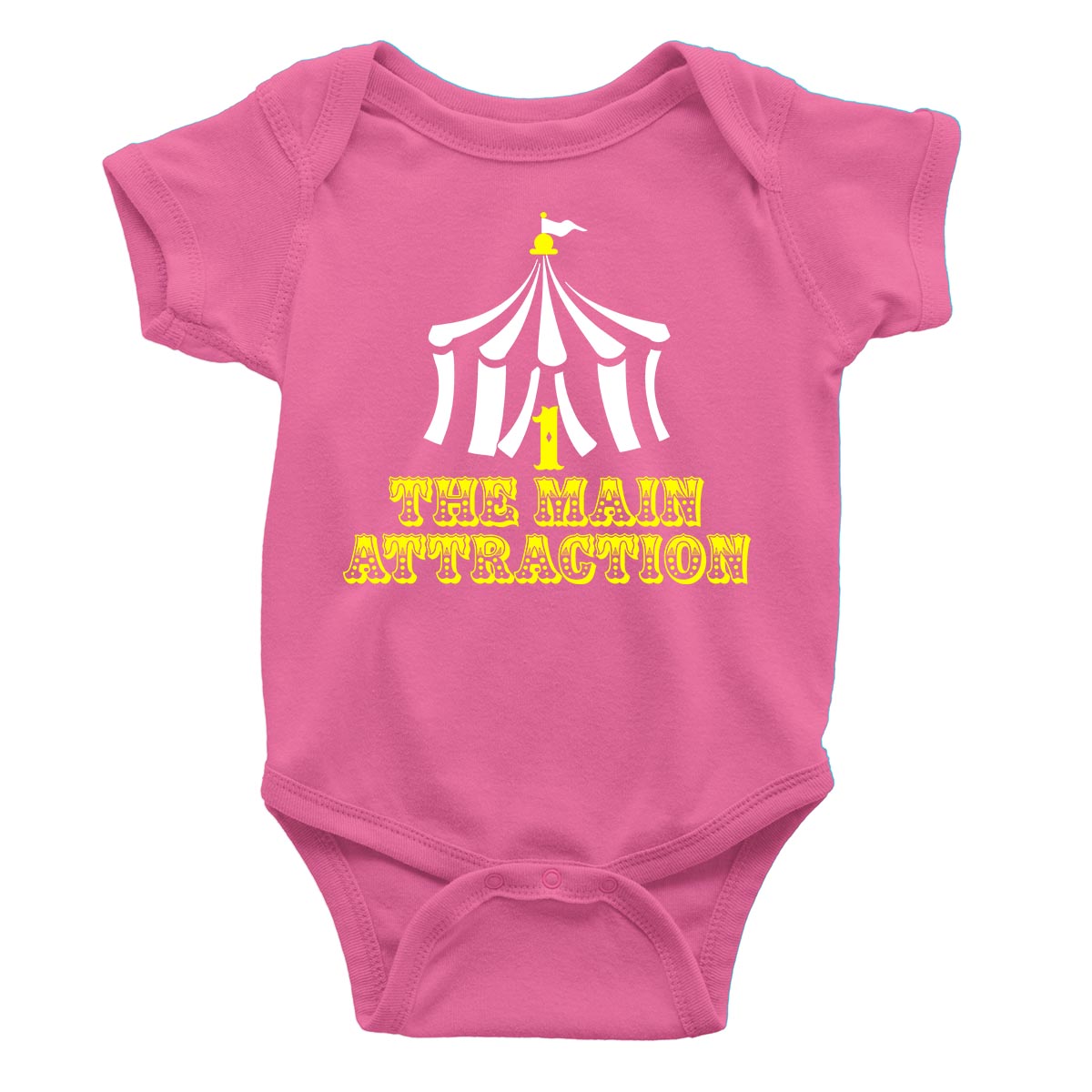 circus theme the main attraction one romper pink