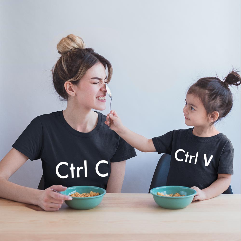 dresses for mom and daughter mother mommy same dress in india baby and mom Ctrl c v control copy paste cutefamily tshirt smiling women with kid playing eating black
