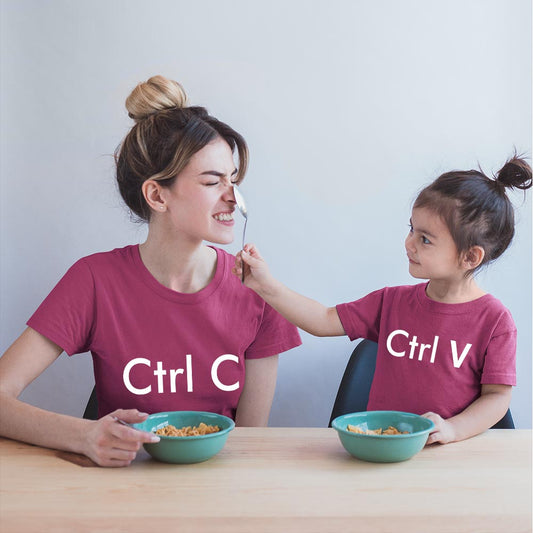 dresses for mom and daughter mother mommy same dress in india baby and mom Ctrl c v control copy paste cutefamily tshirt smiling women with kid playing eating maroon