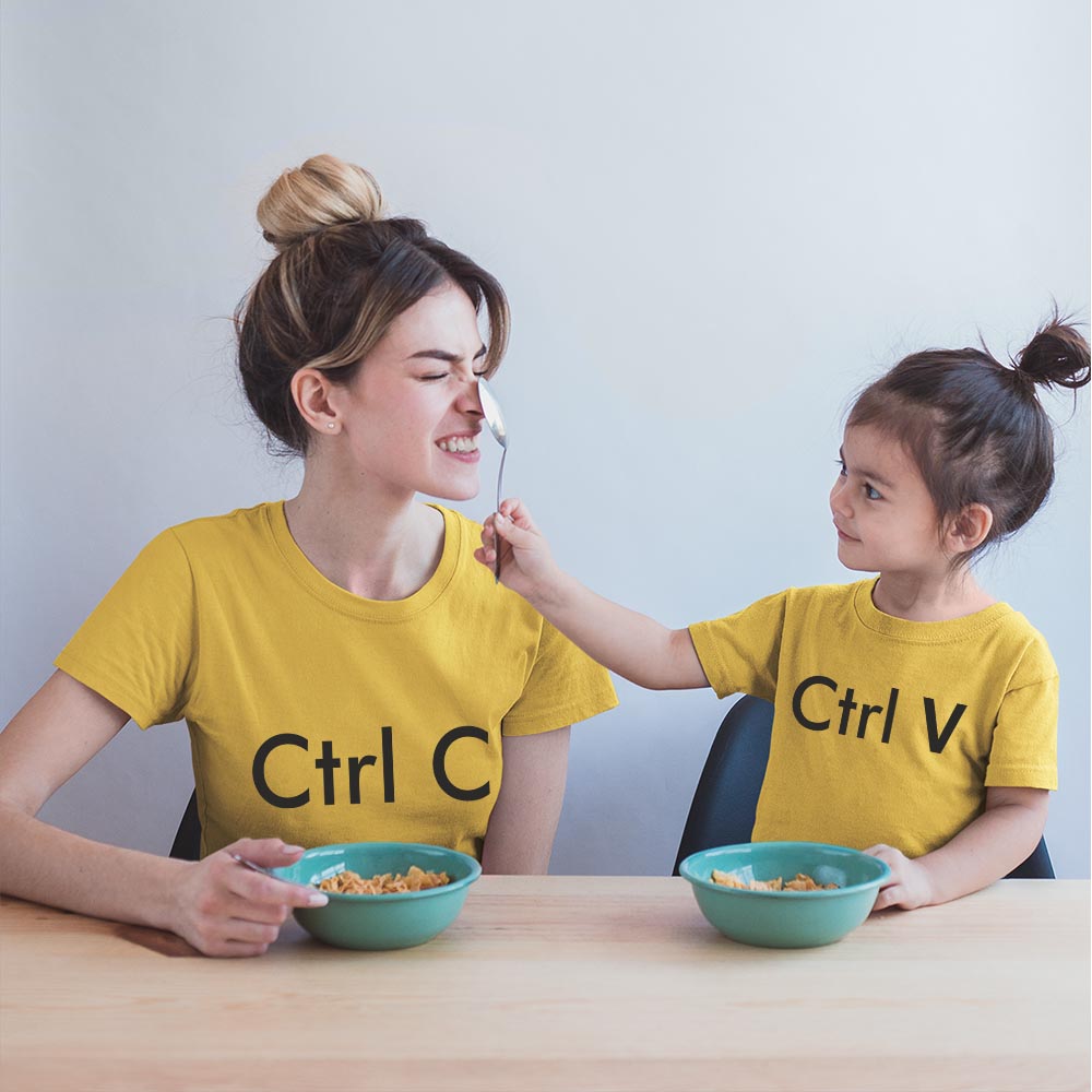 dresses for mom and daughter mother mommy same dress in india baby and mom Ctrl c v control copy paste cutefamily tshirt smiling women with kid playing eating mustard