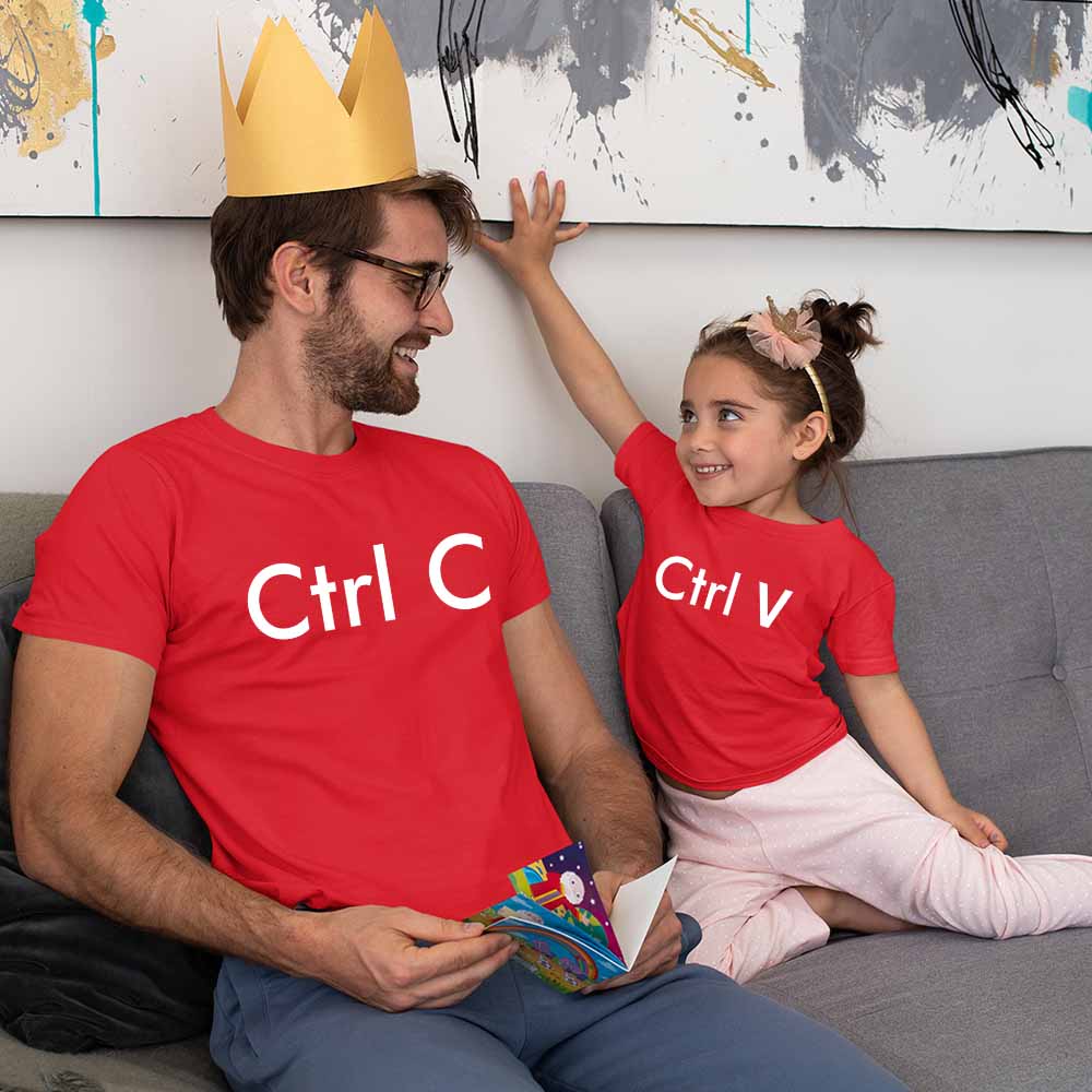 cotton daddy and daughter tshirt father daughter same dress shirts for father red