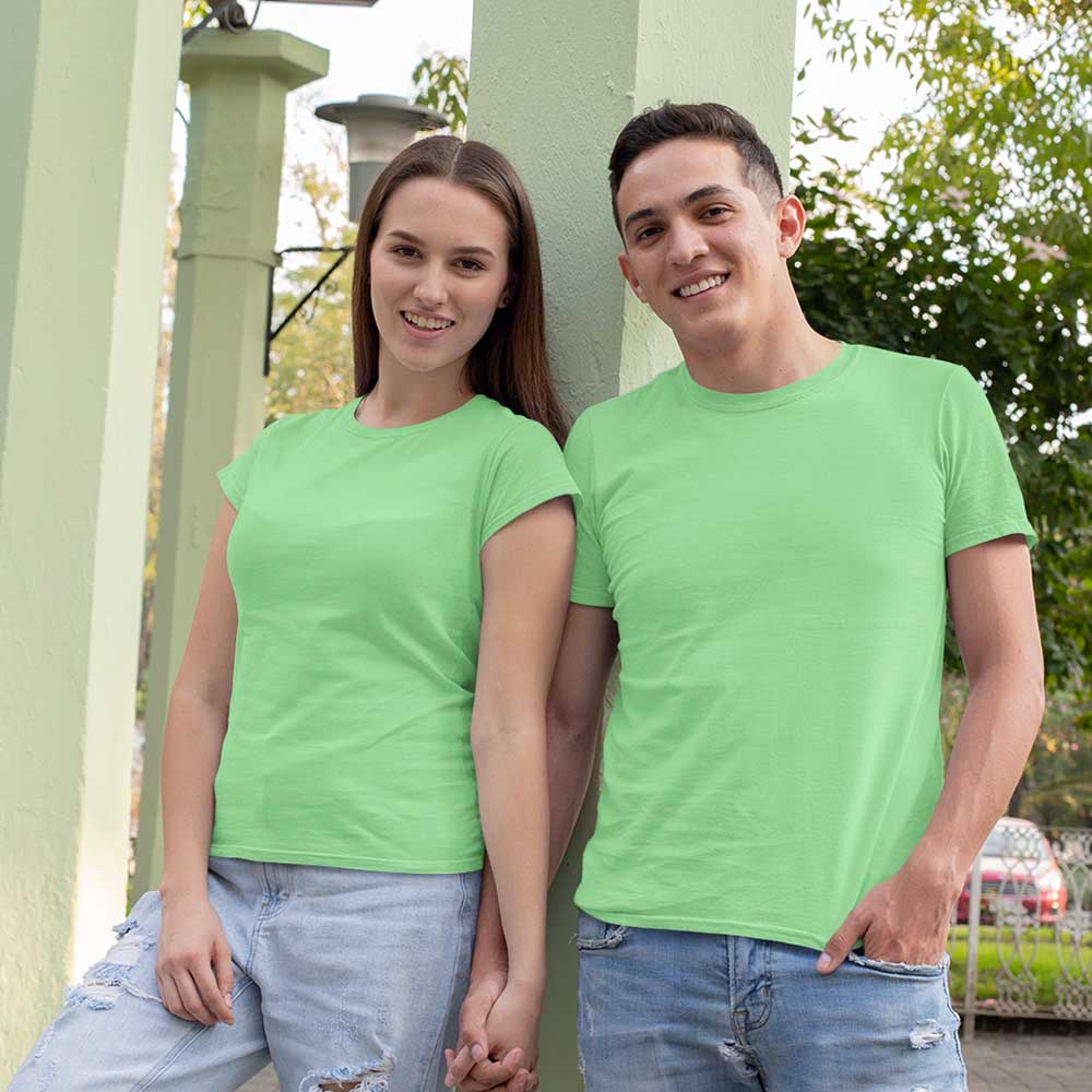 jopo Couple round neck half sleeve matching printed dress best outfit for outdoor photoshoot Custom image mint green