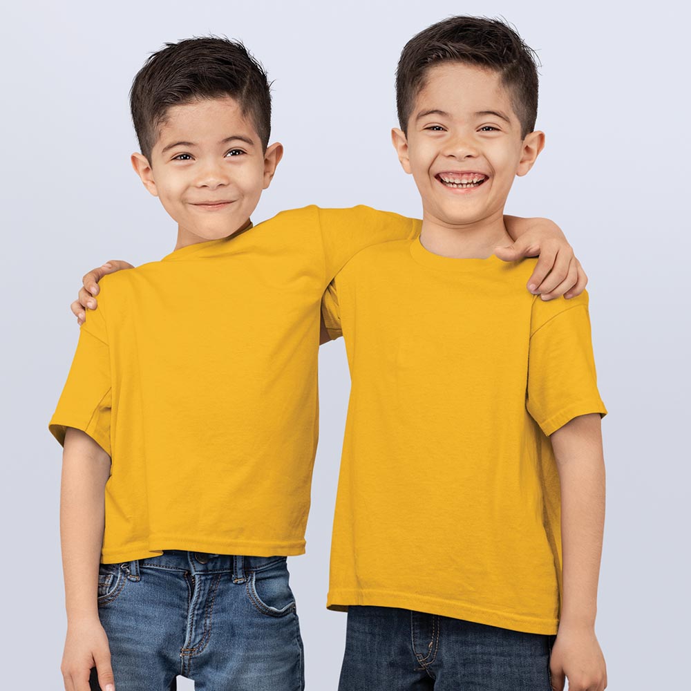 jopo Custom print tshirt rount neck half sleeve Siblings Brother mustard