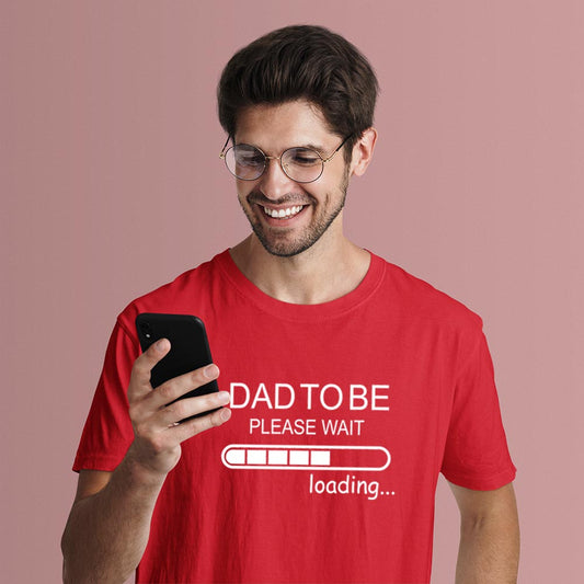 jopo dad to be loading please wait men tshirt celebration mode red
