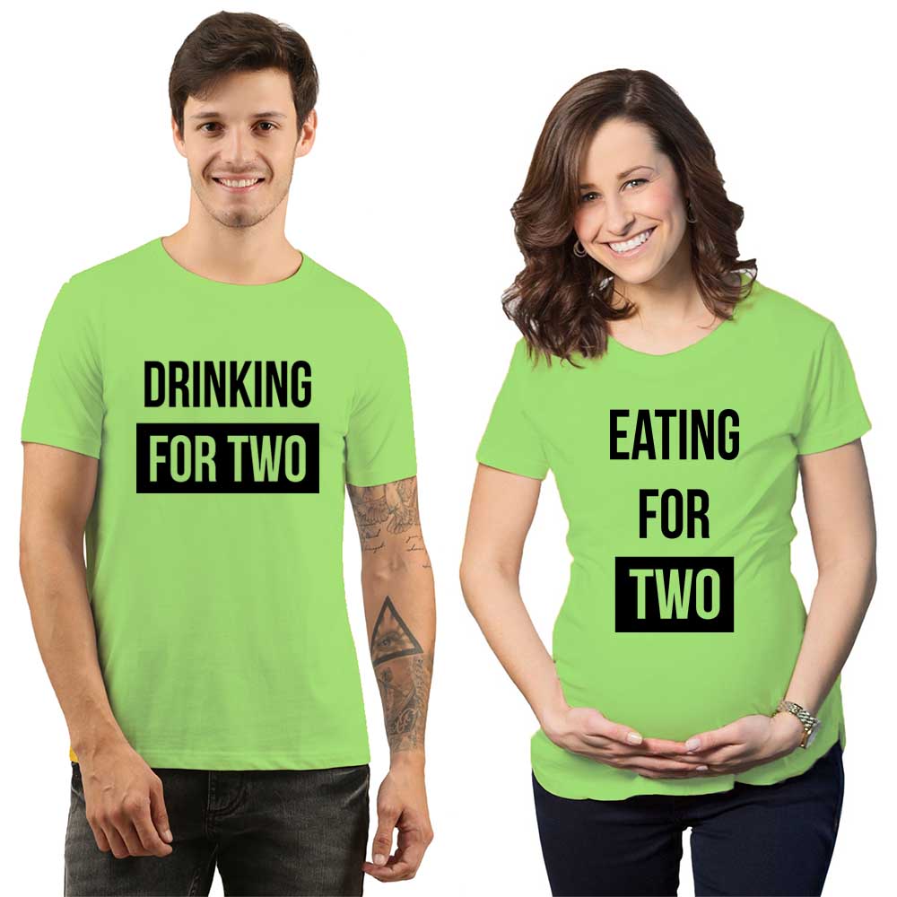 eating for two drinking for two maternnity couples mint green
