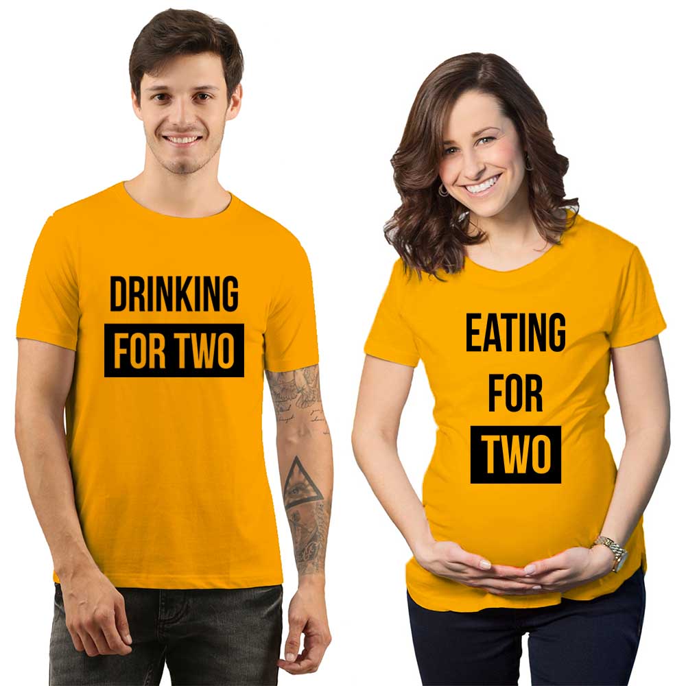 eating for two drinking for two maternnity couples mustard