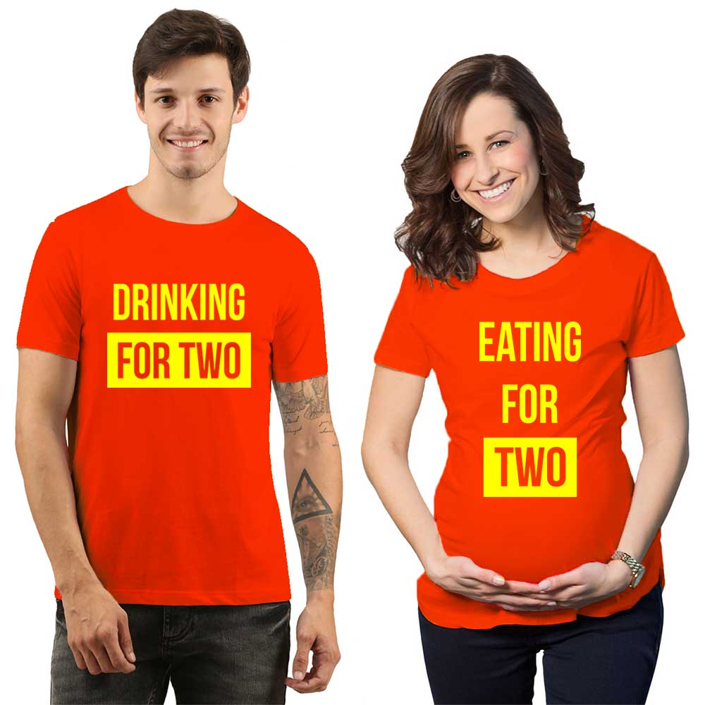 eating for two drinking for two maternnity couples red