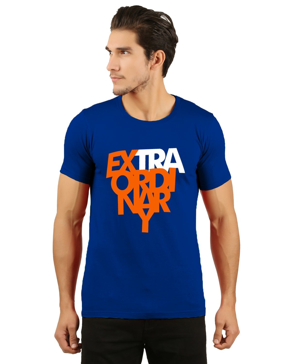 extra oridinary men graphics tees t-shirt royal blue