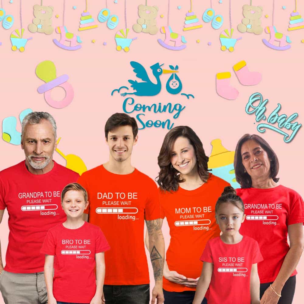 red family loading baby shower gifts tshirts online