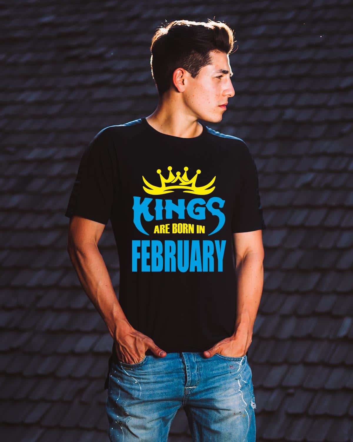 February born month personalised tshirts king