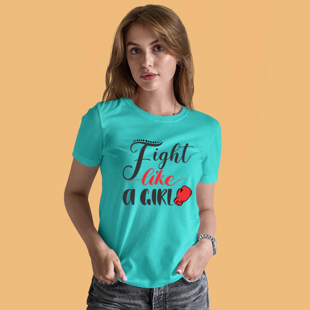 fight like a girl aqua blue