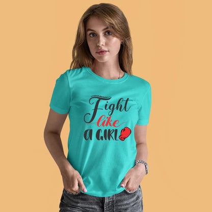fight like a girl aqua blue