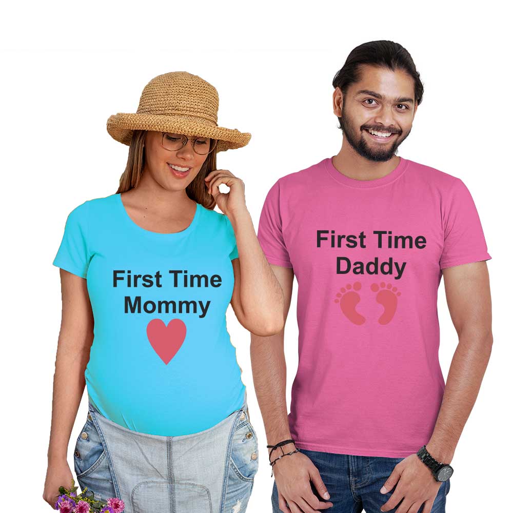 first time mommy daddy maternity couple pink blue