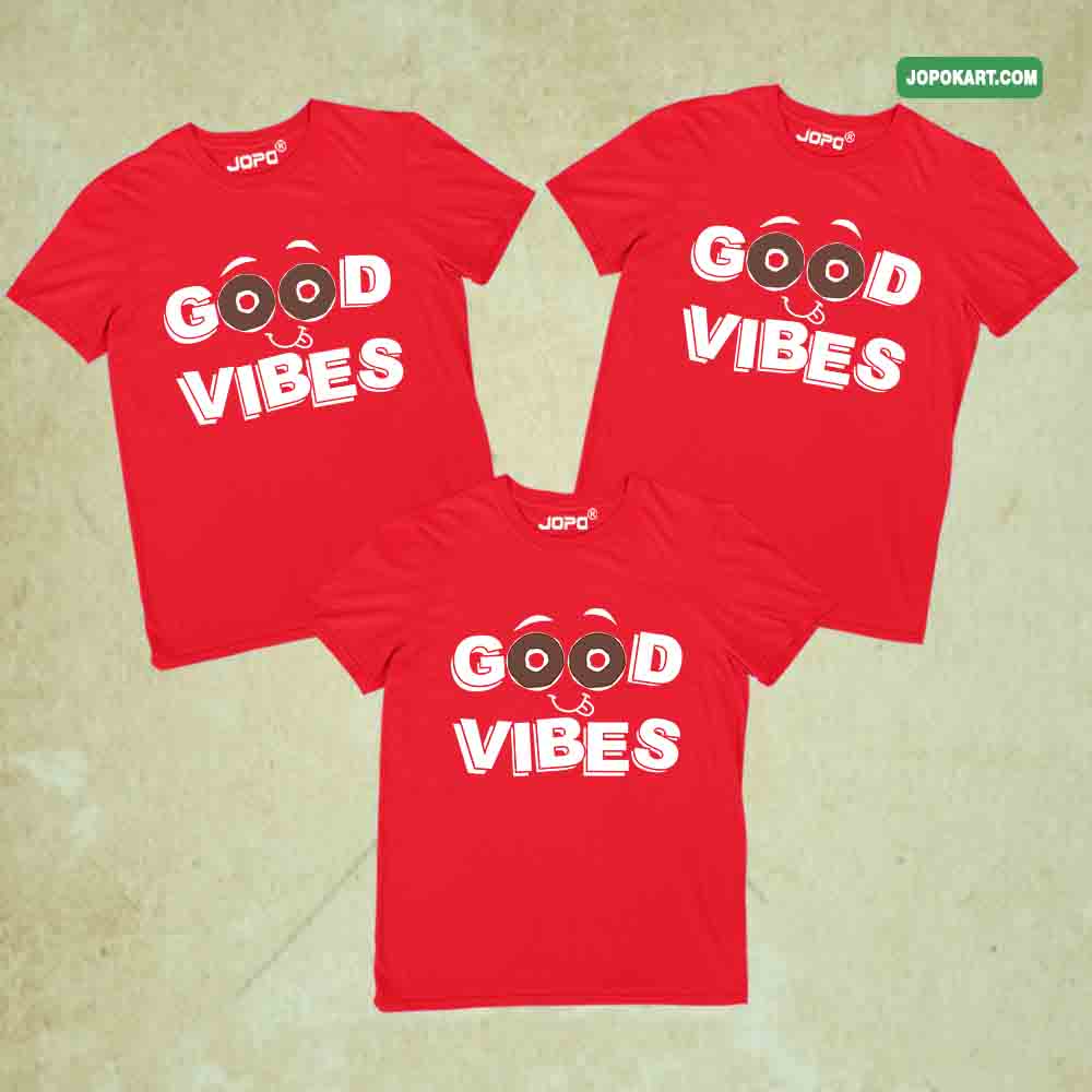 matching tshirts Good Vibes matching 180 GSM tshirts red