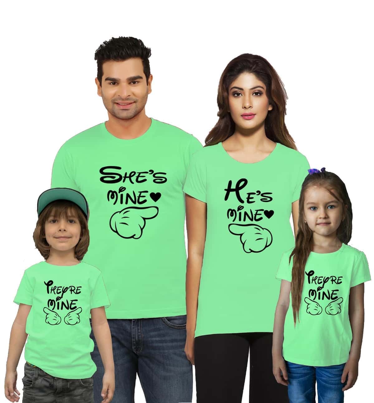 King Queen Prince Princess Family Matching T-Shirts green