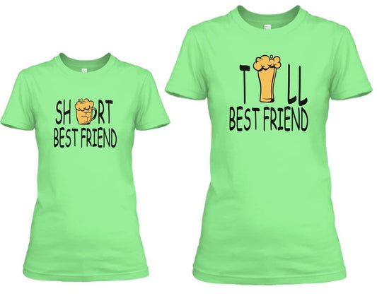 Short Tall best friends girls matching friendship tshirts