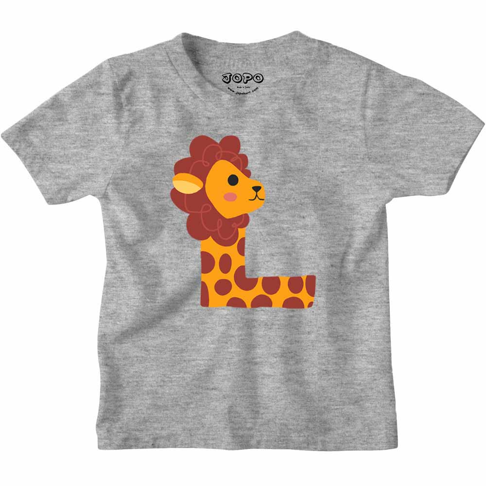 Kid's Alphabet L lion design Multicolor T-shirt/Romper