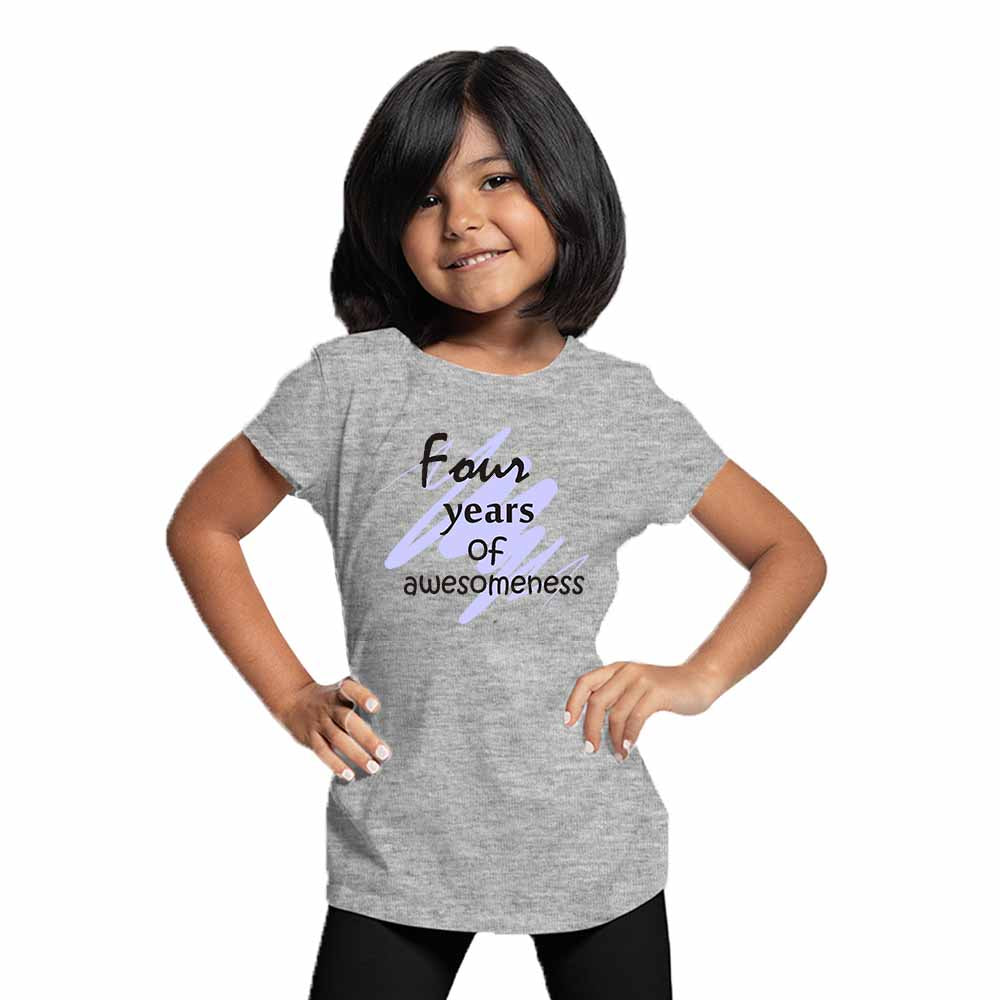 Printed designed 4rd Birthday Theme Kids T-shirt
