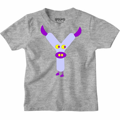 Kid's Alphabet Y Yak Design Multicolor T-shirt/Romper