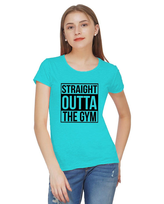straight outta gym round neck printed tshirt men