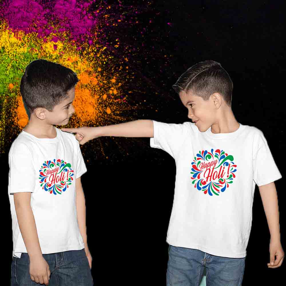 happy holi multicolour white pattern sibling
