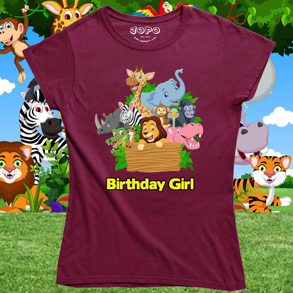 jungle theme kid Girl maroon